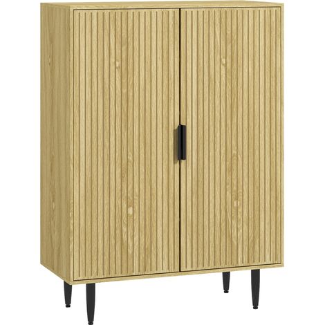 Étagère à chaussures gain de place pour 15 paires de chaussures avec 4 étagères réglables, 80 x 38 x 110 cm, chêne