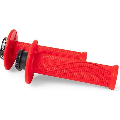 Puños para motocicleta Rtech R20 con sistema de bloqueo, 22/25 mm, rojo neón + 8 adaptadores (1/2)