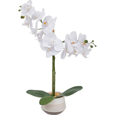 Plante artificielle Orchidée Blanche pot en céramique bicolore H 52 cm - Atmosphera (1/3)