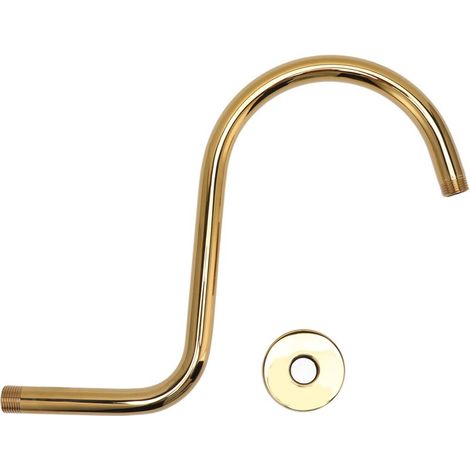 S-förmiger Duscharm und Flansch aus Edelstahl, Duschkopf-Verlängerungsarm mit NPT-Anschluss in gebürstetem Gold (1/5)