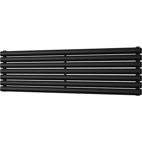 Omeara Axis - Black Horizontal Radiator H406mm x W1400mm Double Panel
