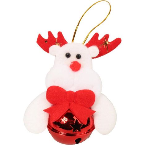 Renna di peluche con campanellino - Ciondolo bianco 10 cm (1/3)