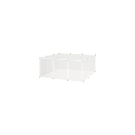 Modulares Laufgitter für Kleintiere, 12 Elemente, für Welpen, Schweine, 105 x 105 x 45 cm, weiß