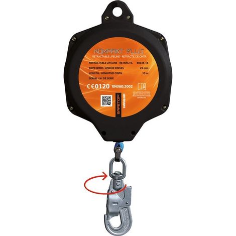 Retráctil de cinta de Cutfibra extra resistente SAFETOP de 15 m Kompakt Plus