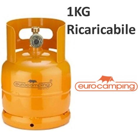 BOMBOLA GAS 1KG PROPANO RICARICABILE VUOTA CAMPING FORNELLINO