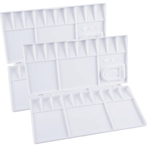 Lot de 2 palettes pliantes, palette rectangulaire en plastique à 25 puits, plateau de palette de mélange portable avec trous pour les pouces (1/2)