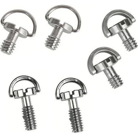 Lot de 6 vis de fixation pour appareil photo 1/4", vis filetées avec matériau en acier inoxydable, vis moletée à dégagement rapide pour trépied d'appareil photo (3 tailles) (1/4)