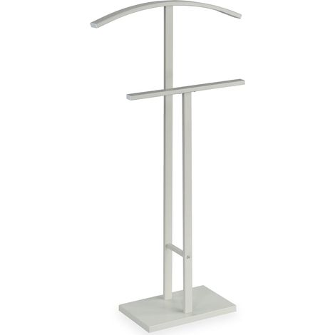 Idimex – Valet de chambre en métal 100 cm – Socle en acier inoxydable – Finition laquée beige – Grand cintre et support inclus