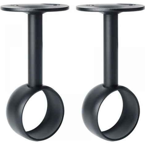 Support de Tringle à Rideaux Support Tringle Penderie avec Vis Support de Plafond pour Rideau et Armoire, Noir Mat en Acier Inoxydable, Diamètre 22 mm, 2 Pcs (1/5)