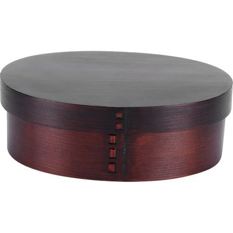 Boîte à bento en bois 17,5x13,5 cm, récipient alimentaire portable peint pour étudiants et travailleurs (1/5)