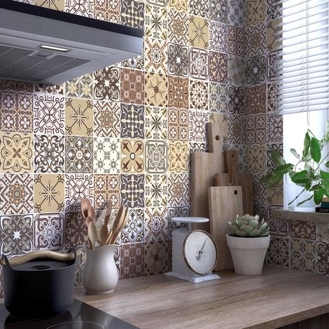 Stickers muraux - Sticker Mural Carrelage adhésif Cuisine Salle de Bain - 30 STICKERS CARRELAGES RIGGIONI - 30stickers10x10cm (1/5)