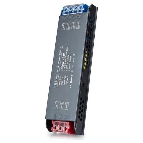 Transformateur LED Driver 300W Ultra Mince 12,5A Adaptateur Alimentation, 220V AC à 24V DC Convertisseur, dalimentation Basse Tension Transfo LED