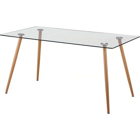 Mesa de comedor Kler para comedor estilo moderno en color Roble Sonoma con cristal y metal, medidas 140x75x80 cm (1/5)
