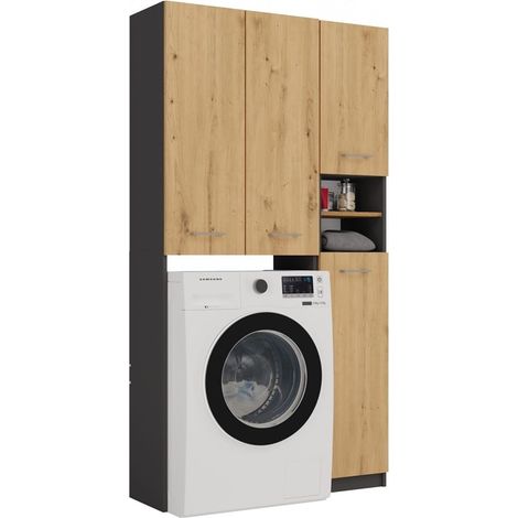 Meuble de salle de bain, anthracite / chêne Artisan, 96 x 180 x 30 cm (1/5)