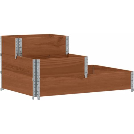Vaso per fioriera aiuola rialzata piante fiori terrazza giardino con 3 livelli 120 x 80 cm legno massello di pino marrone 020039889