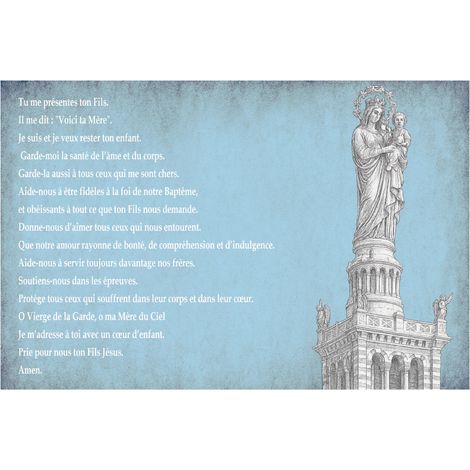 Plaque métal prière Notre Dame de la Garde 30,5 x 20 cm