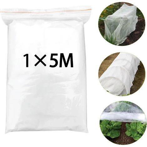 (1 x 5 m) 27 g - Couvertures flottantes de jardinage pour fruits et légumes - Protection contre le gel - Outils de jardinage pour l'hiver (1/4)