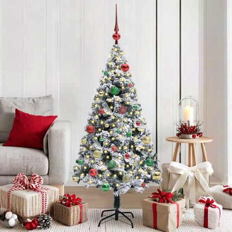 Sapin de Noël artificiel Blanc 150 cm PVC, Acier et Plastique (1/5)