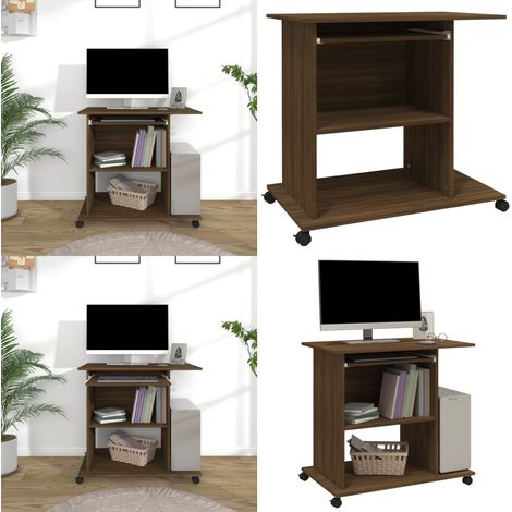 Bureau d'ordinateur Chêne marron 80x50x75 cm Bois d'ingénierie - Bureau Informatique - Bureau Compact - Bureau Design - Bureau Modulaire - Meuble De Bureau - Home & Living