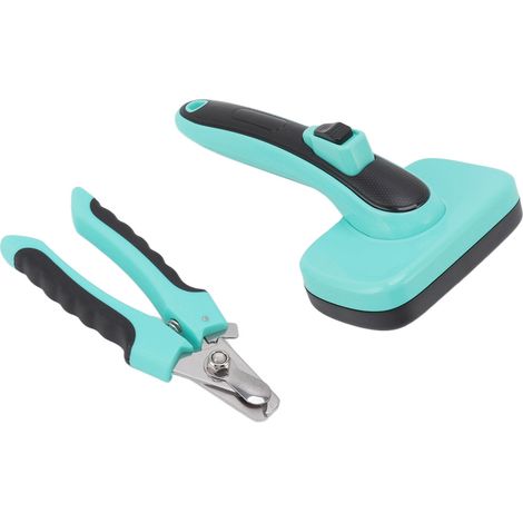 Brosse de toilettage autonettoyante pour animaux de compagnie, peigne de massage sûr, brosse anti-mue avec coupe-ongles pour chiens et chats. (1/5)