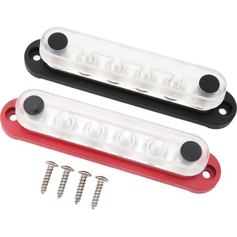 2-teiliger 150A 6-Wege M8 5/16in Verteilerkasten, Leistungsblock mit Abdeckung für 12V-48V Solaranlagen und Fahrzeuge. (1/5)