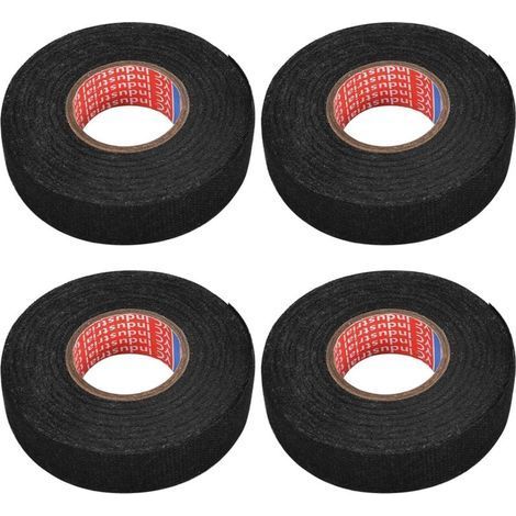 Rubans de Câblage de 19 mm x 15 m en Tissu - Ruban Adhésif Isolant électrique - Rubans Adhésifs Noir pour Voiture(4pcs) (1/5)