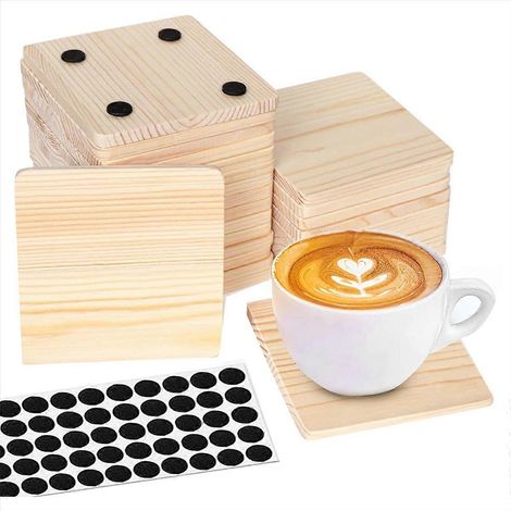 Lot de 25 Unfinished bois sous verres 4 pouces vierge Square (1/5)