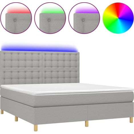 Maison Exclusive - Cama box spring colchón y luces LED tela gris (1/5)