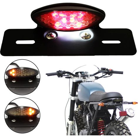 Moto LED Feu Arrière avec Clignotant Intégré Feu Stop Feu de Plaque D'immatriculation Vintage Homologue 12V Universel pour Cruiser Bobber Chopper Cafe Racer Scrambler (1/5)