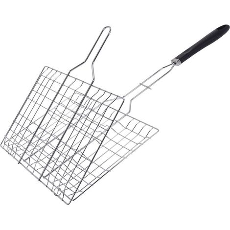 Parrilla para barbacoa cromada con asa de polipropileno 35x22cm (1/2)