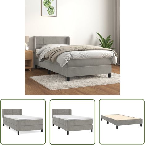 The Living Store Boxspringbett mit Matratze Hellgrau 80x200 cm Samt - Samtbett - Boxspringbett - Doppelbett - Bettauflage - Matratze (1/5)