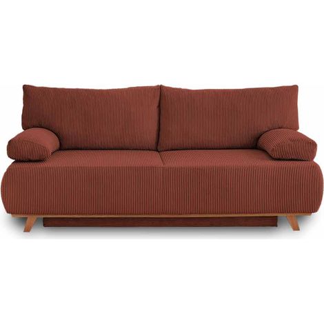 Bestmobilier – Canapé 3 places convertible avec coffre – Velours côtelé 100% polyester – Couchage 140x187 cm – Fabrication Europe – Confort optimal