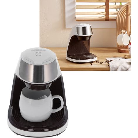 Minicafetera automática para una taza (250 ml) con extracción multiuso y filtro reutilizable de PP, acero inoxidable y cerámica. (1/5)