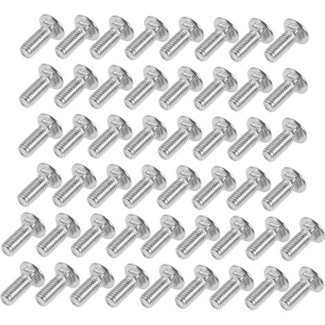 Vis à Tête Ronde en Acier Inoxydable 304, Boulon à Collet Carré M8 X 20 Mm, Lot de 50 Pièces Antivol pour Fixation Métallique et Bois, Accessoires Industriels de Carrosserie (1/5)