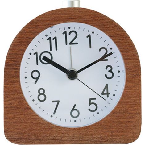 Réveil analogique en Bois - Horloge à Aiguilles Classique avec Fonctions Heure Alarme Snooze lumière - Bois foncé (1/5)