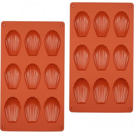 Molde de silicona rojo para madeleines, molde para mini madeleines, molde de silicona para mousse de chocolate (juego de 2)