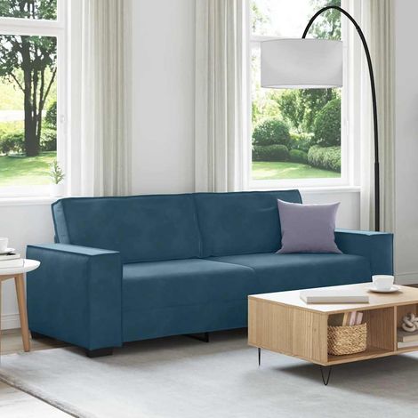 3-Sitzer-Sofa Blau 220x78x84 cm Samt (1/5)