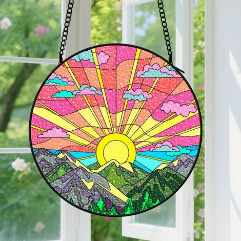 Suspension en vitrail, attrape-soleil unique coloré, décoration porte intérieure, cadeau Fête des Mères, Noël pour femme, maman, grand-mère 9cm (1/5)