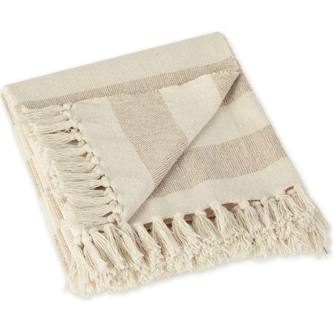 Couvre-lit à Chevrons pour intérieur/extérieur 100% Coton Camping Barbecue plages Couverture Quotidienne – 127 x 152,4 cm, Bleu Nautique (1/5)