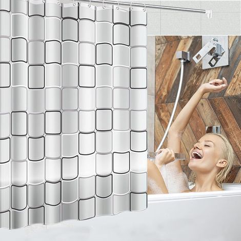 Cortina de ducha, forro para cortina de baño con tratamiento antimoho y antibacteriano. (1/5)