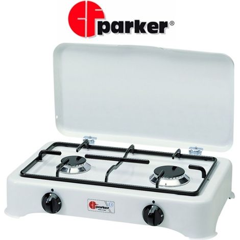 CUCININO Fornello a gas 2 fuochi,  griglia in PIATTINA cm 48x29x12 PARKER GPL