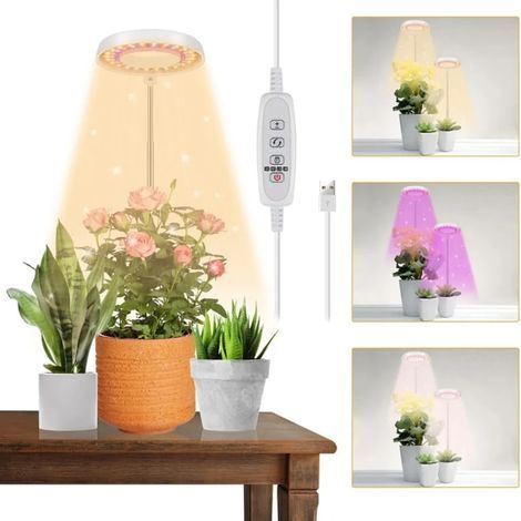Lampe horticole LED à spectre complet, 3 modes d'éclairage, avec minuterie, idéale pour les plantes d'intérieur, les légumes et les fleurs. (1/5)