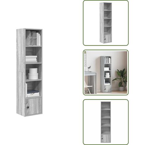 The Living Store Bücherregal Grau Sonoma 31x24x127 cm Holzwerkstoff - Bücherregal Holz (1/5)