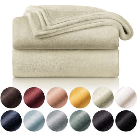 Couverture Polaire 150 x 200 - Plaid Beige, Plaid pour Canapé, Plaid Cocooning - Couverture Polaire Epaisse, Moelleuse, Douce Et Chaude - Haute Qualité-LIAIKI (1/5)