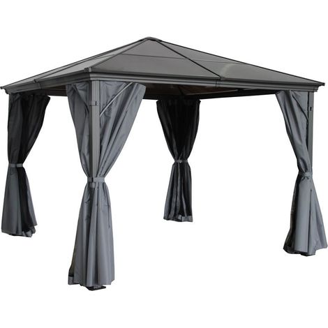 Lugano Polycarbonate Gazebo - H265 x W300 x L300 cm - Grey (1/4)