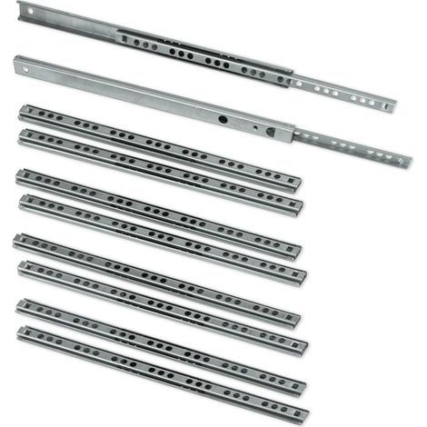 Lot de 5 paires (10 pièces) Coulisses/Glissières à Billes Extrait Partie 17mm x 278mm pour Tiroir, Zingué (1/4)