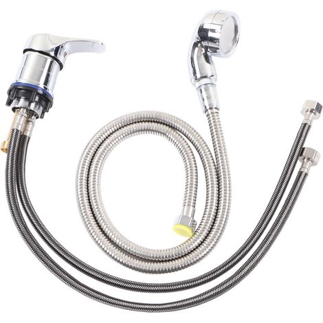 Robinet de bac à shampoing de 60 cm (23,6 po) avec cartouche en céramique chromée et flexible de remplacement de 120 cm (47,2 po) avec grand bec. (1/5)