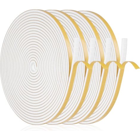 Fensterdichtung, Kälteschutz, 20 m Türdichtung, selbstklebender Schaumstoffstreifen 6 x 3 mm, Fensterisolierung gegen Wind, Regen und Lärm (Weiß)