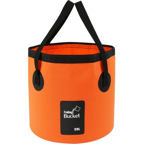 Secchio pieghevole, secchio portatile pieghevole da 20 litri, secchio per autolavaggio, adatto per campeggio, escursionismo, pesca e viaggi, arancione (1/4)