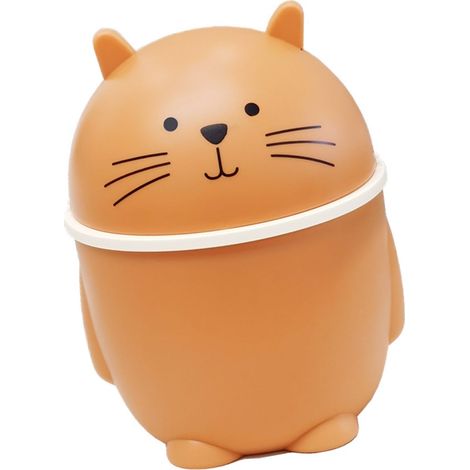 Corbeille de bureau avec couvercle, en plastique, mignonne, multifonctionnelle, petite poubelle pour la maison et le bureau, orange (1/5)